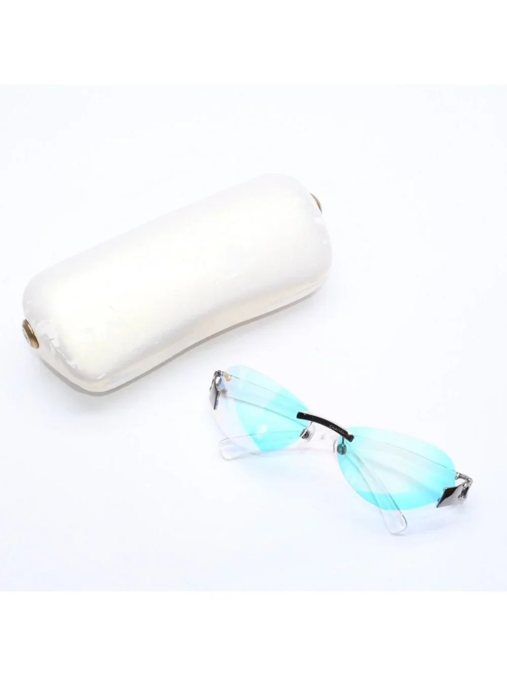 Chanel Rimless Sunglasses Eyewear CC Logo Aurora Clear